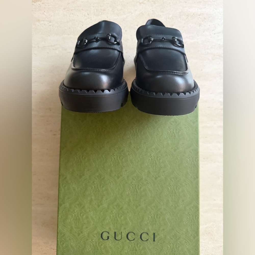 NWB GUCCI Gucci Horsebit Leather Loafers 'All Black' Designer Size/12 - Picture 9 of 16